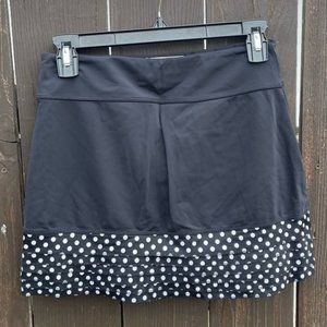 Jerdog Tennis Skirt black with black and white polka dot layers sz S